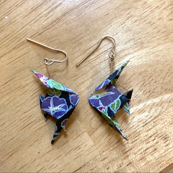 Jewelry - Oragami Fish Earrings (Gold Posts)